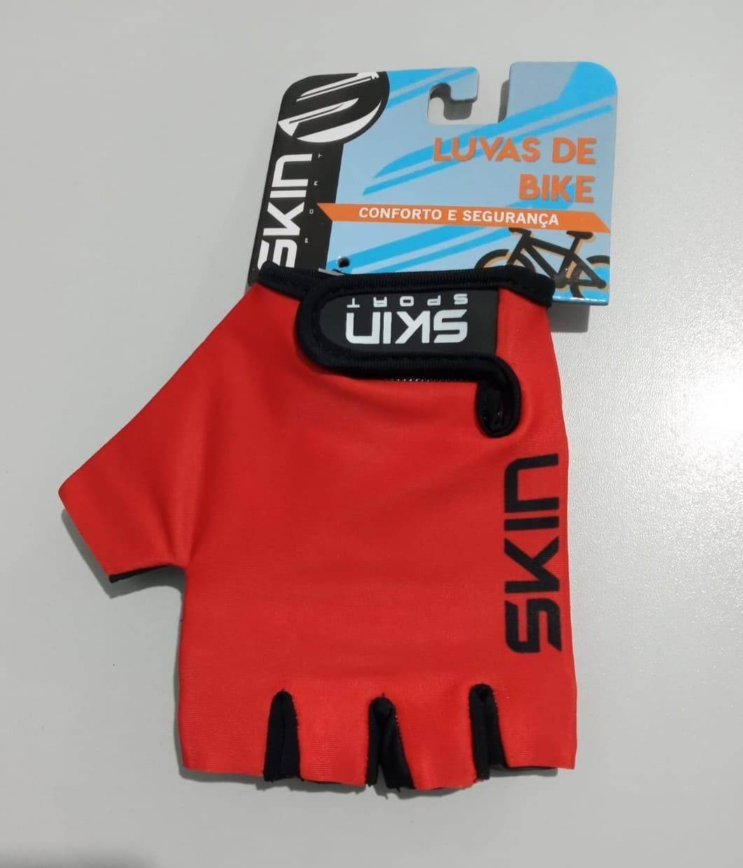 Luva Ciclismo Meio Dedo GG Vermelho e Preto Skin