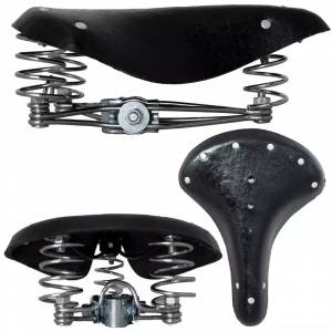 Selim Sueco 3 Molas Couro Preto Antigo